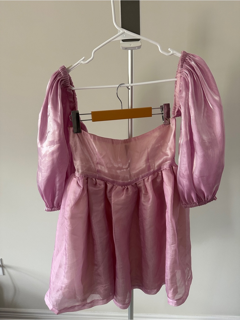 Pink Puff-Sleeve Mini Dress